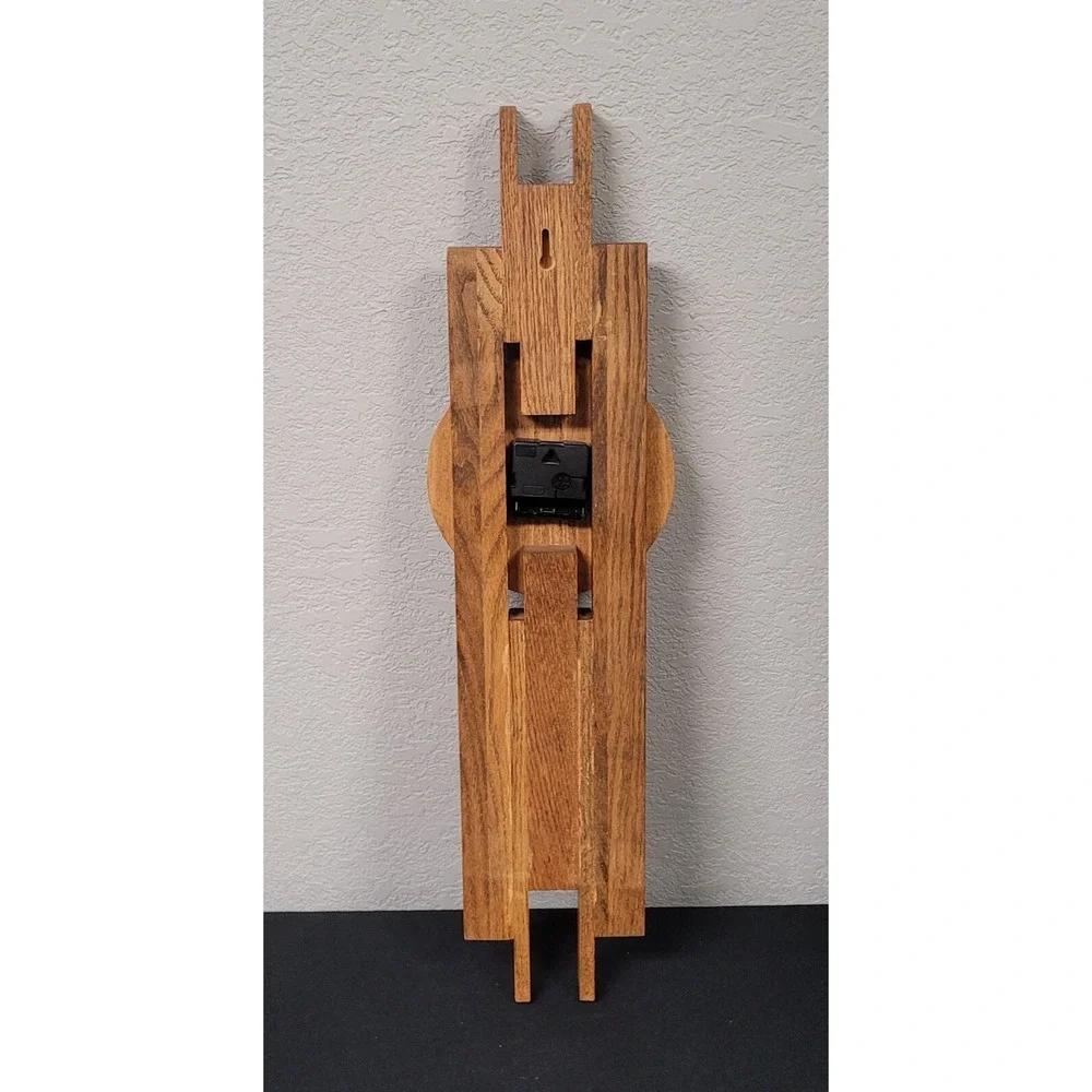Wooden Wall Clock 26-inch Tall Wooden Wall Hanging Clock - Read As Is
